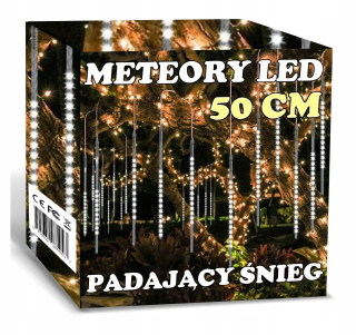 METEORY PADAJÚCI SNEH svetelná clona 8 TRUBEK 50CM 4,1M námraza 201 - 300 svetiel